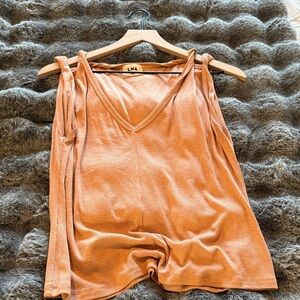 LNA Ribbed V-Neck Tank Top in Peachy Orange